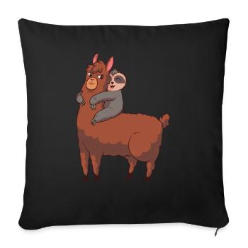 Lama Sloth - Housse de coussin décorative 45 x 45 cm - noir - Devant