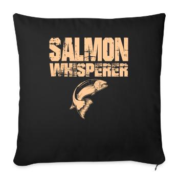 Salmon Whisperer - Funny Spin Fishing Fly - Sofa pillowcase 17,3'' x 17,3'' (45 x 45 cm) - black - Front