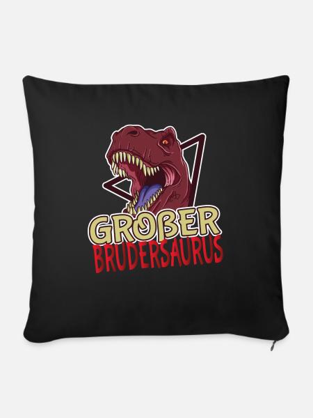 Dinosaurier BruderSaurus Bruder Geschwister Kind - Sofakissenbezug 45 x 45 cm - Schwarz