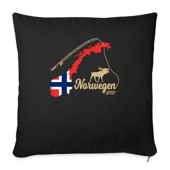Norwegen Angel und Fischer Design - Sofakissenbezug 45 x 45 cm - Schwarz - Vorne