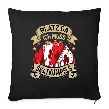 Skat Kartenspiel Design für einen Skatspieler - Sofakissenbezug 45 x 45 cm - Schwarz - Vorne