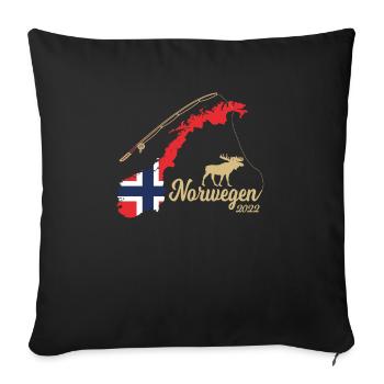 Norvège 2022 Fjord Pêche Skandinavie Motifs - Housse de coussin décorative 45 x 45 cm - noir - Devant
