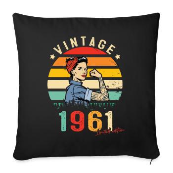 1961 Vintage Édition limitée Cadeau Femmes - Housse de coussin décorative 45 x 45 cm - noir - Devant