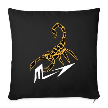 Skorpion mit Zeichen - Sofakissenbezug 45 x 45 cm - Schwarz - Vorne