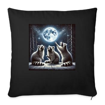Mystical raccoons under a shining moon - Sofa pillowcase 17,3'' x 17,3'' (45 x 45 cm) - black - Front