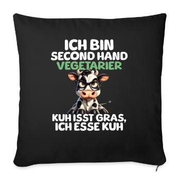 Second Hand Vegetarier - Sofakissenbezug 45 x 45 cm - Schwarz - Vorne