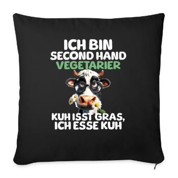 Second Hand Vegetarier - Sofakissenbezug 45 x 45 cm - Schwarz - Vorne