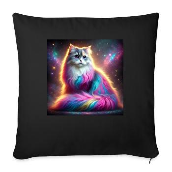 Magical Galaxy Cat with Rainbow Fur - Sofa pillowcase 17,3'' x 17,3'' (45 x 45 cm) - black - Front