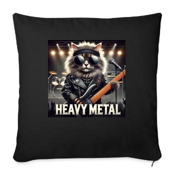 Heavy Metal Cat with Guitar - Sofa pillowcase 17,3'' x 17,3'' (45 x 45 cm) - black - Front