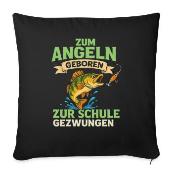 Born to Fish – Humour scolaire pour les enfants - Housse de coussin décorative 45 x 45 cm - noir - Devant