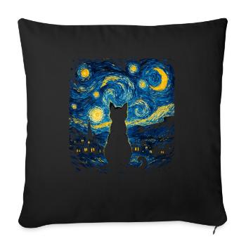 Cat Silhouette Starry Night - Sofa pillowcase 17,3'' x 17,3'' (45 x 45 cm) - black - Front
