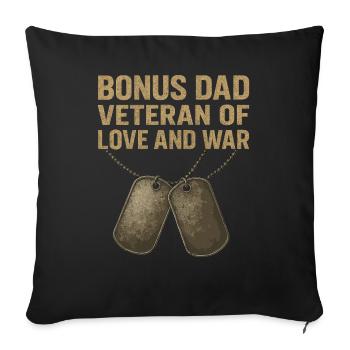 Papa bonus - Vétéran avec plaques d’identité - Housse de coussin décorative 45 x 45 cm - noir - Devant