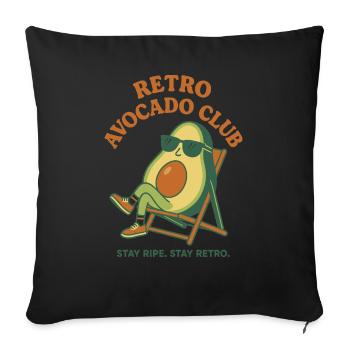Avocat rétro avec lunettes de soleil - Housse de coussin décorative 45 x 45 cm - noir - Devant