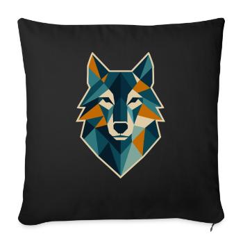 Geometric Wolf Head Polygon Style - Sofa pillowcase 17,3'' x 17,3'' (45 x 45 cm) - black - Front