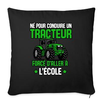 Tracteur Papa Enfant Garçons Fermier Agriculteur - Housse de coussin décorative 45 x 45 cm - noir - Devant