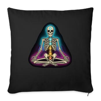Yoga du squelette - Posture des chakras - Housse de coussin décorative 45 x 45 cm - noir - Devant