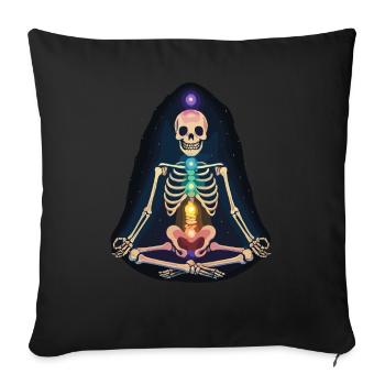 Yoga squelettique - Méditation des chakras - Housse de coussin décorative 45 x 45 cm - noir - Devant