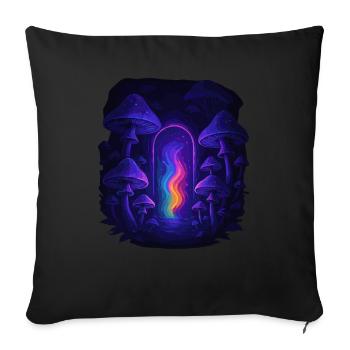 Magic Mushroom - Mushroom Forest Portal - Sofa pillowcase 17,3'' x 17,3'' (45 x 45 cm) - black - Front