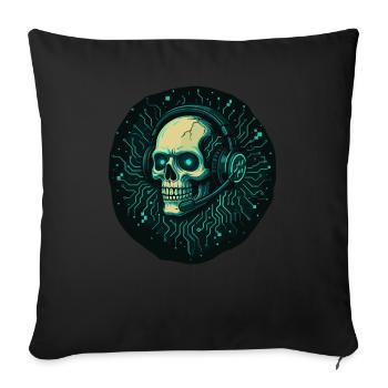 Gamer Skull - TechGaming Totenkopf - Sofa pillowcase 17,3'' x 17,3'' (45 x 45 cm) - black - Front