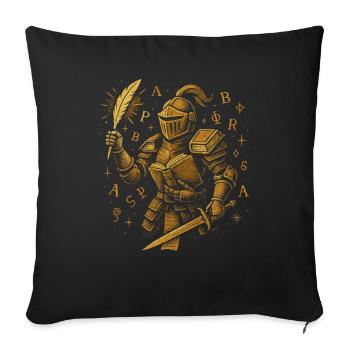 Knight of Books - Literatur & Rüstung - Sofakissenbezug 45 x 45 cm - Schwarz - Vorne