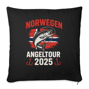 Norvège Pêche 2025 Poisson - Housse de coussin décorative 45 x 45 cm - noir - Devant