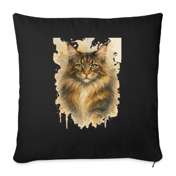 Majestätische Maine Coon Kunstvoll - Sofakissenbezug 45 x 45 cm - Schwarz - Vorne