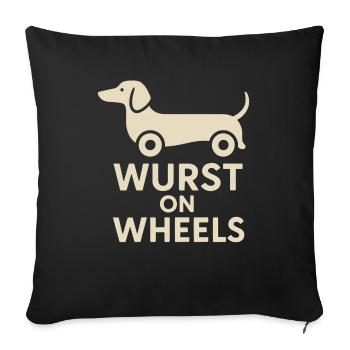 Sausage On Wheels Funny Dachshund - Sofa pillowcase 17,3'' x 17,3'' (45 x 45 cm) - black - Front