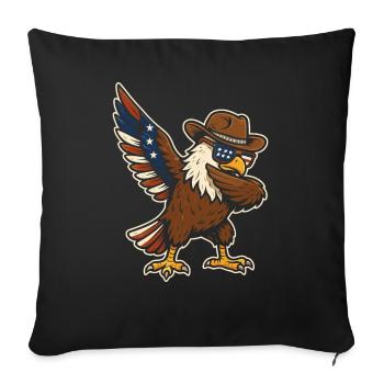 Cool eagle with cowboy hat and glasses - Sofa pillowcase 17,3'' x 17,3'' (45 x 45 cm) - black - Front
