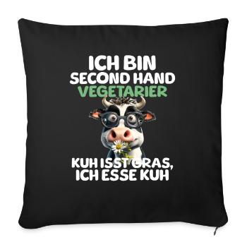 Second Hand Vegetarier - Sofakissenbezug 45 x 45 cm - Schwarz - Vorne