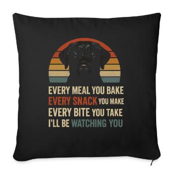 Drôle de dicton du Labrador à propos de votre nourriture - Housse de coussin décorative 45 x 45 cm - noir - Devant