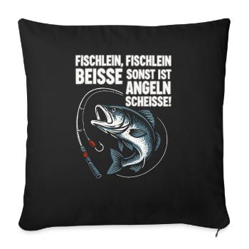 Fischlein beisse – Angel Spruch lustig - Sofa pillowcase 17,3'' x 17,3'' (45 x 45 cm) - black - Front