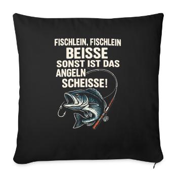 Little Fish Bite – Funny Angler Rhyme - Sofa pillowcase 17,3'' x 17,3'' (45 x 45 cm) - black - Front
