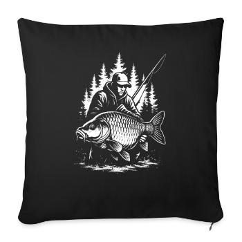 Retro Carp Fishing – Black and White Angler Style - Sofa pillowcase 17,3'' x 17,3'' (45 x 45 cm) - black - Front