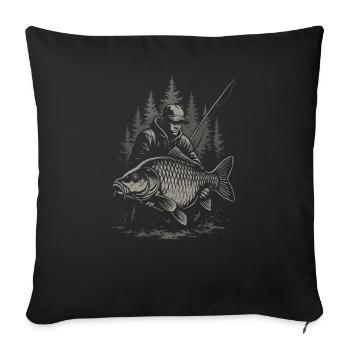 Carp Fishing Night – Scaled Carp Motif - Sofa pillowcase 17,3'' x 17,3'' (45 x 45 cm) - black - Front