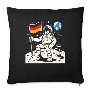 Adventurous astronaut with German flag - Sofa pillowcase 17,3'' x 17,3'' (45 x 45 cm) - black - Front