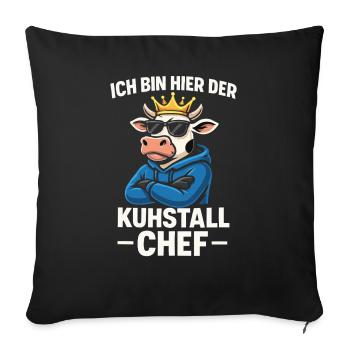 Cowshed - Vache de dessin animé cool - Housse de coussin décorative 45 x 45 cm - noir - Devant