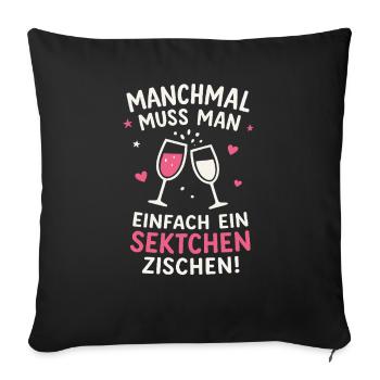 Sparkling wine hisses funny saying - Sofa pillowcase 17,3'' x 17,3'' (45 x 45 cm) - black - Front