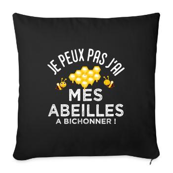 abeille hapiculteur je peux pas j ai mes abeilles - Housse de coussin décorative 45 x 45 cm - noir - Devant