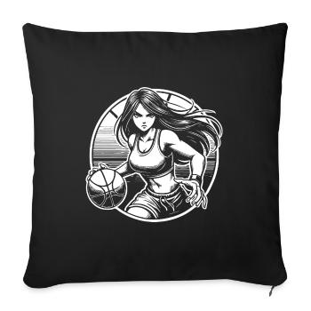 Conception de bandes dessinées de basket-ball pour femmes et filles - Housse de coussin décorative 45 x 45 cm - noir - Devant