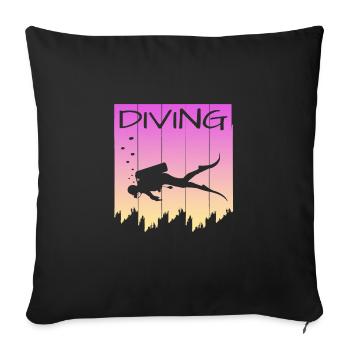 Tauchen, Diving, Tauchlehrer, Taucher, Scuba Diver - Sofakissenbezug 45 x 45 cm - Schwarz - Vorne