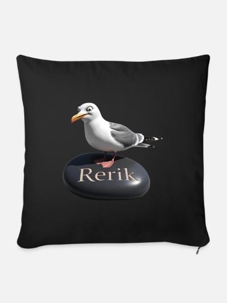 Rerik Ostseebad - Rerik Möwe - Sofakissenbezug 45 x 45 cm - Schwarz