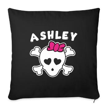 Pirate Ashley Design pour les filles et les femmes - Housse de coussin décorative 45 x 45 cm - noir - Devant