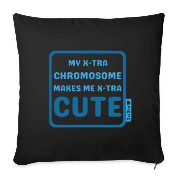 Down Syndrom - X-tra cute - petrol - Sofakissenbezug 45 x 45 cm - Schwarz - Vorne