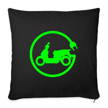 Scooter scooter électrique connecteur vert - Housse de coussin décorative 45 x 45 cm - noir - Devant