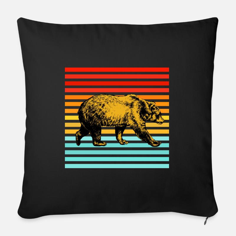 Grizzly ours brun - Housse de coussin décorative 45 x 45 cm - noir
