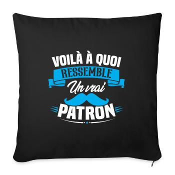 Voilà à quoi ressemble un vrai patron - Housse de coussin décorative 45 x 45 cm - noir - Devant