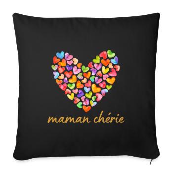 Maman chérie - cadeau fête des mères - Housse de coussin décorative 45 x 45 cm - noir - Devant