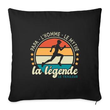papa traileur l homme e mythe fête des pères - Housse de coussin décorative 45 x 45 cm - noir - Devant