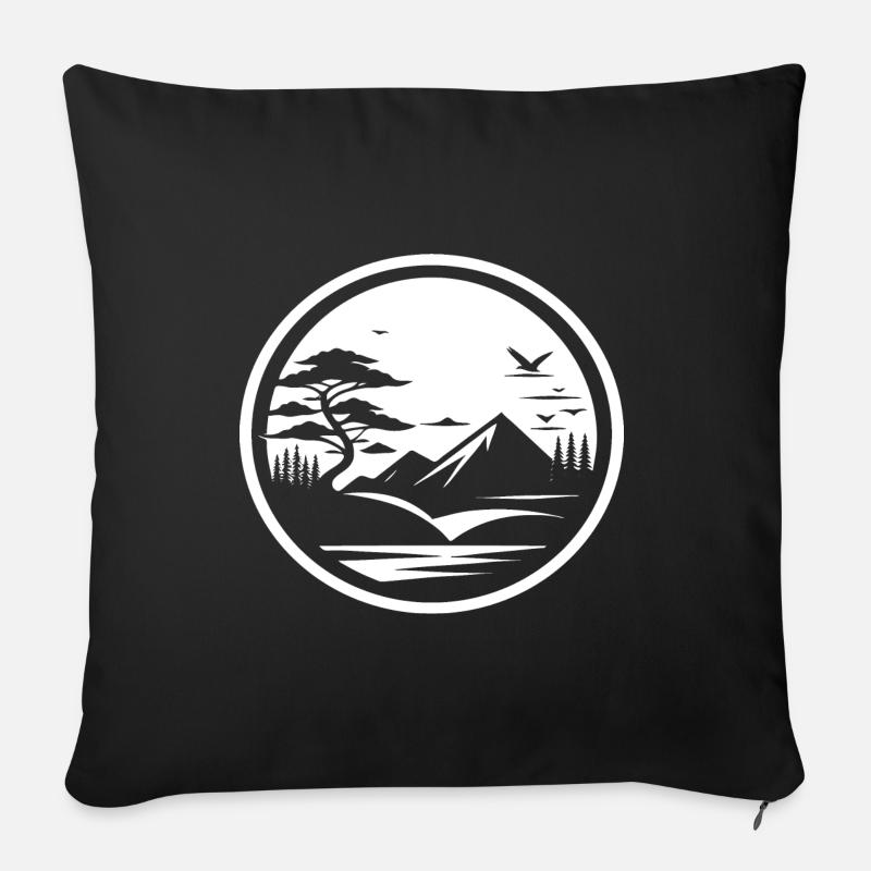 Schlichtes Natur Landschafts Symbol Design - Sofakissenbezug 45 x 45 cm - Schwarz