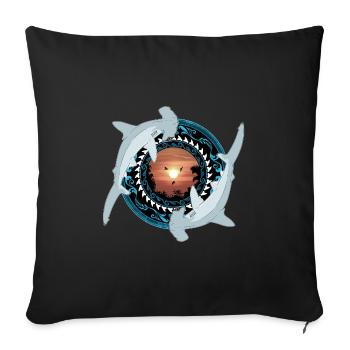 Hammerhead Shark Hawaiian - Sofa pillowcase 17,3'' x 17,3'' (45 x 45 cm) - black - Front